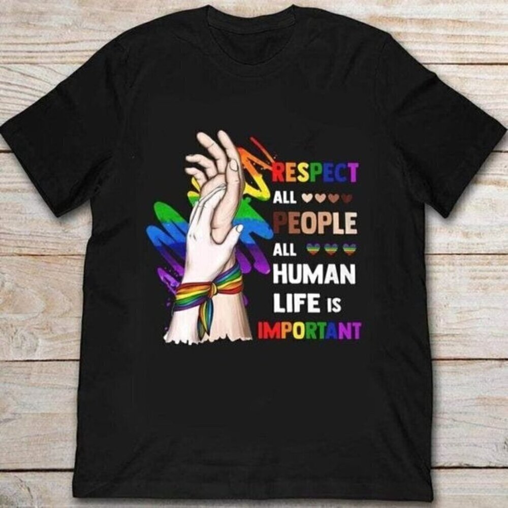Pride Respect All People LGBT Rainbow Equality Graphic Gift Style Unisex T-Shirt
